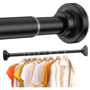 Closet Rods for Hanging Clothes 18 to 28 Inches, 1 Inch Adjustable Short Closet Rod Heavy Duty Clothes Hanging Tension Rod for Closet Wardrobes Laundry RV, Black