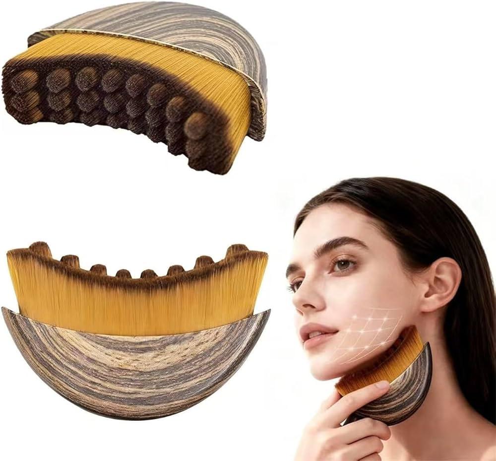 Lymphatic Contour Face Brush for Sculpting & Drainage – Facial Massager for Jawline, Chin & Neck – Reduces Puffiness, Promotes Detox & Lift – Soft Bristles, Improves Skin Glow