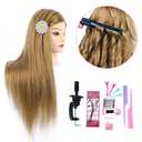 MEDO 26 Inch Makeup Mannequin Head Long Straight Hair Dresser & Practice Long Training Head Brown Synthetic Hair with 50% Real Hair Braiding Manikin Head Doll Cosmetology Head And Clamp(Makeup on, 27)