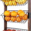 J JACKCUBE DESIGN 3 Tier Wall Mount Fruit Basket, Hanging Wire Fruit Vegetable Storage Organizer Rack for Kitchen with Chalkboard- MK657B