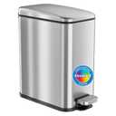 iTouchless SoftStep 1.3 Gallon Slim Bathroom Step Trash Can with Odor Filter & Removable Inner Bucket, Stainless Steel, 5 Liter Garbage Bin for Bathroom, Bedroom, Business, Home Office Cubicle