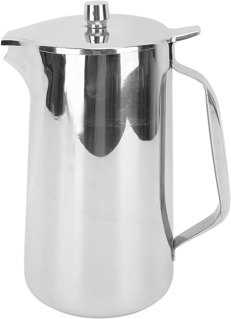 2L Stainless Steel Cold Water Pitcher, Tea Pot with Ergonomic Handle, Beverage Jug for Home and Parties