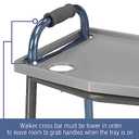 DMI Walker Tray With Cup Holders, Walker Tray For Folding Walkers, Gray (1 Count (Pack of 1))
