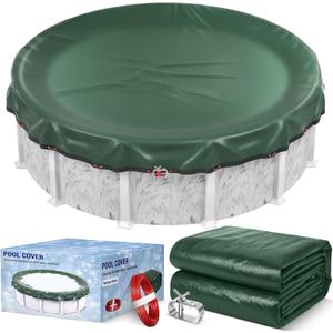 24FT Round Winter Pool Cover 500D Extra Thick Above Ground Pool Cover, Green