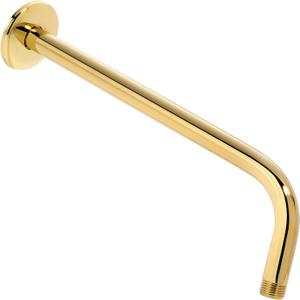 12 Inch Shower Arm And Flange - Solid Stainless Steel, Wall-Mounted For Fixed Shower Head & Rain Showerhead - Aqua Elegante - Polished Brass