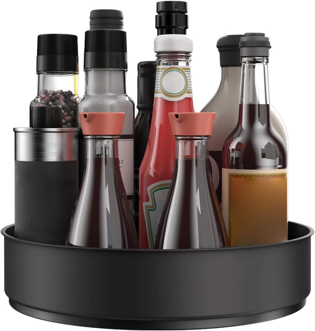 VAEHOLD Lazy Susan Stainless Steel Spice Rack Turntable for Pantry Cabinet - Decorative Trays Storage Containers Organizer for Kitchen Cabinet, Snacks, Bathroom (7 1/2 inches) (7 1/2'' Black) VAEHOLD Lazy Susan Stainless Steel Spice Rack Turntable for Pantry Cabinet - Decorative Trays Storage Containers Organizer for Kitchen Cabinet, Snacks, Bathroom (7 1/2 inches) (7 1/2'' Black)