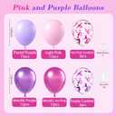 61pcs Pink and Purple Balloons, 12 Inch Purple Pink Confetti Balloons, Metallic Balloon with Ribbon for Bridal Baby Shower Wedding Women Birthday Party Decorations