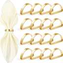 16Pcs Metal Gold Napkin Rings Set, Stainless Steel Metal Gold Napkin Holder, Fall Thanksgiving Christmas Easter Napkins Rings for Table Decor Wedding, Banquet, Party