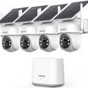 Security Cameras Wireless Outdoor Home System, 4 Camera Kit, No Subscription Fees, Solar Powered, Local Storage, 365-Day Battery Life, 360PTZ Surveillance, Auto Tracking, 2K Color Night Vision