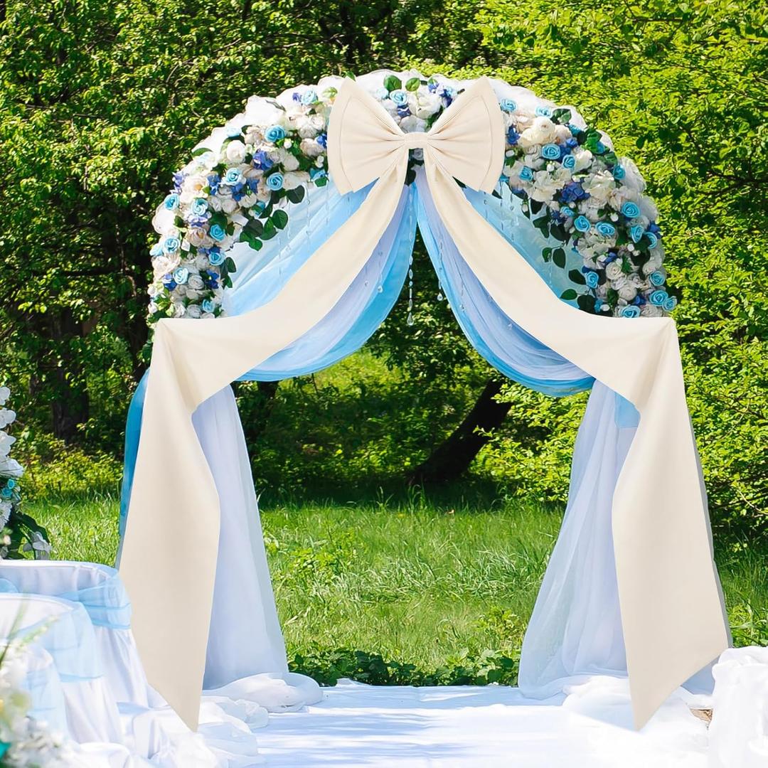 Wavwavw Giant Bow Decor Oversized Big Bows Decoration for Room Wall Backdrop 75x18 Inch Ribbon Tie for Wedding Valentines Day Birthday Party Baby Shower Supplies(Cream White,Satin)