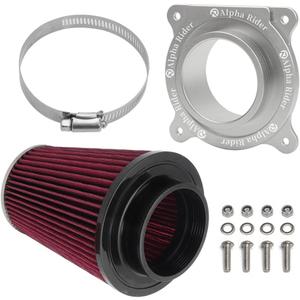 Motoparty Engine Air Filter kit for 2006-2021 Yamaha YFM700 Raptor, 2013-2021 YFM700R & YFM700R SE, W/Intake & Holder Adapter (Silver)