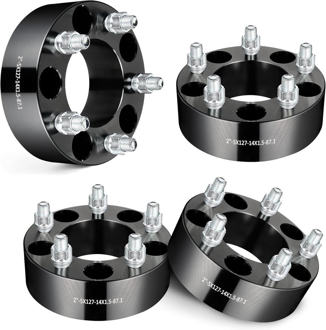 EVIL ENERGY 5x5 Wheel Spacers 2 inch Compatible with Jeep Grand Cherokee 2011-2023, 5x127 mm 5 Lugs 87.1 mm Hub Bore M14x1.5 Studs Black, Not Hubcentric