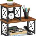 Honiter Desk Shelf Organizer, Desk Shelf for Top of Desk, 2 Tier Adjustable Small Bookshelf Organizer, Freestanding Stackable Desktop Stand, Kitchen Counter Display Rack, Rustic Brown (7.6in-1 Pack)