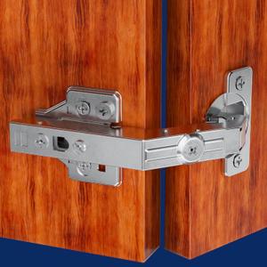 Onemake 2 Pack 1 Pairs 135 Lazy Susan Hinge, 60 Degree 4D Adjustment Self Closing, Clip On Plate, Full Overlay Concealed for Corner Kitchen Cabinet Replacement Hardware, Cupboard Folded, Folden Door