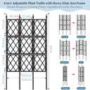 5.25FT Metal Garden Trellis for Climbing Plants Outdoor and Indoor, Black Iron Pipe Support Fence Climbing Plant Frame Wall Trellis with Garden Twist Tie for Ivy Vines Vegetable Flower