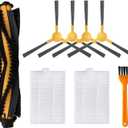 Replacement Parts for iHome AutoVac Eclipse/Eclipse G Robot Vacuum Spare Accessories, 1 Main Roller Brush,4 Side Brushes, 2 Hepa Filters