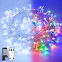JMEXSUSS 100 LED Cool White & Multicolor Christmas Lights Indoor, Color Changing String Lights Plug in, 33ft Christmas String Lights Outdoor Waterproof for Xmas Tree Indoor Decor
