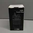 Sivaphe Reusable Glass Ice Hot Coffee Cup 16 oz, Portable Travel Mug with Spill-Proof Lid and Thermal Sleeve for Home Office Black (Blue)