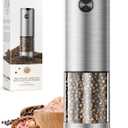 1 Pack Salt and Pepper Grinder-Electric Automatic Battery Pepper Mill Shakers Adjustable Coarseness Upgraded Larger Capacity with Led Kitchen Appliances Gifts for Women Men (Uunit 1-Stainless Steel)