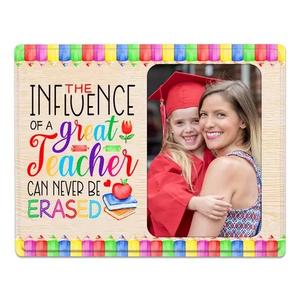 FLYAB Teacher Picture Frames Teachers Appreciation Gifts for Graduation Retirement Back to School 4x6 Photo Frame Wood Leather Frame