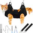 PatiencET Cat Grooming Hammock Pet Hammock Cat Nail Clipper Hammock for Nail Trimming Dog Sling for Nail Clipping Dog Hanging Harness (Black XS)