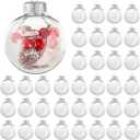 80 Pcs Clear Christmas Ball Ornaments Bulk Plastic Fillable Clear Ornaments for Crafts DIY Transparent Hanging with Removable Top for Holiday Party Christmas Tree Home Decor(67 mm)