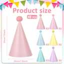 CHUNNIN 48pcs Rainbow Party Hats Pastel Rainbows Birthday Parties Supplies Macaron Cone Hat Happy Birthdays Paper Headwear with Pom Pom for Kids and Adults Baby Shower Bridal Shower Decorations Favors