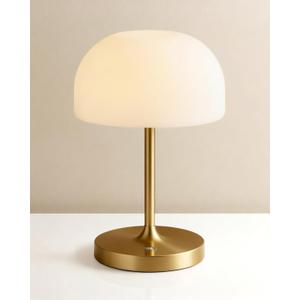 VoMii Mushroom Lamp, 9 Cordless Table Lamp Waterproof Shower Lamps with 4000mAh Battery Rechargeable & 3 Color Temperatures, Dimmable LED Night Light for Bathroom, Bedroom & Home Decor - Brass