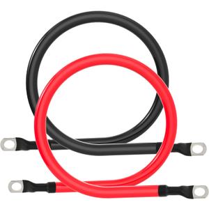 4 AWG Battery Cable 4AWG Gauge Pure Copper Battery Inverter Cables with 3/8 in Lugs Both Ends Power Inverter Wire Set for Automotive Solar Marine Boat RV Car Motorcycle Red and Black (2FT)