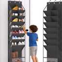 Over the Door Shoe Organizer, Hanging Shoe Rack for Closet with 16-20 Pairs Capacity, Foldable Storage for Shoes, Boots, Sneakers, for Dorm Room, Apartment, Small Spaces（Black)