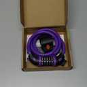 NDakter Bike Lock, 4/ 5.6 Feet Bicycle Cable, High Security 5 Digit Resettable Combination Coiling Bicycle Lock, Heavy Duty Anti Theft Cable with Mounting Bracket, 1/ 2 Inch Diameter (4FT, Purple-12mm)