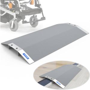 28.5" L1.2" H Bridge Threshold Ramps for Doorways, Fits 3.56" Wide Thresholds with Adjustable Support Bars, Non-Slip Aluminum Wheelchair Ramps for Home Steps