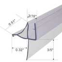 Frameless Shower Door Bottom Seal Shower Sweep with Drip Rail for 3/16 Inch Glass,36 Inch Long, Vinyl, Clear