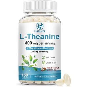 L-Theanine 400mg with Magnesium Glycinate,150 Softgels (BBD: 01/2028)