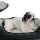 Miguel Dog Bed with Removable Cushion/Pillow for Medium Small Dogs, Washable Pet Bed with Side Easy to Wash Puppy Bed, Large Rectangle Cat Bed for Indoor Cat with Anti-Slip Bottom, Dark Gray 25 Inch (M (25" x 21" x 6"))