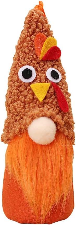 PRETYZOOM Lighted Gnome Doll Pendant 5.7 Inch Hanging Thanksgiving Turkey Ornament Fall Home D Cor Accent (Khaki)