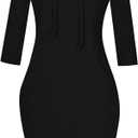MISSKY Women's Women's Sweatshirt Hooded Dress (Black, M)