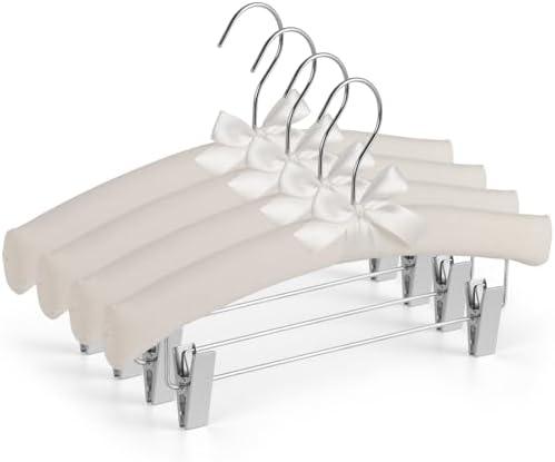 VWV 3-Pack Fabric Thickened Hangers with Adjustable Clips, Exquisite Fabrics, Suitable for Hanging high-end Dresses, Skirts, Pajamas, Wedding Gowns. Women's Thickened Hangers