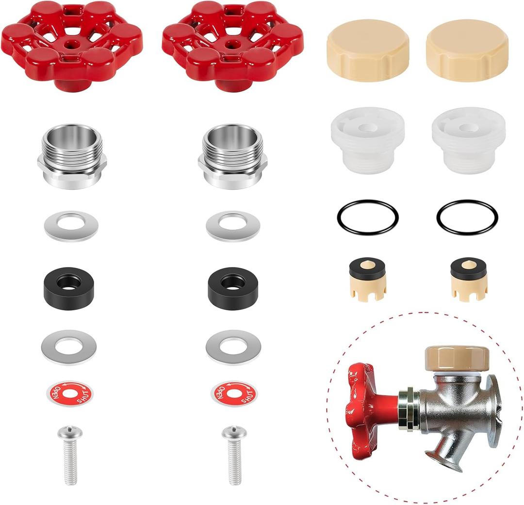 2-Pack Universal Outdoor Faucet Repair Kit with VACVBKX1B Vacuum Breaker Kit, Anti-Siphon Frost-Free Hose Bib Sillcock Valve Replacement, Wall Hydrant Complete Replacement Kit