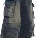 FCOOLYEET Mens Camo Jeans Shorts Y2k Baggy Long Jorts Camouflage Denim Cargo Shorts for Men (Small, Blue)