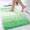Arotive Microfiber Bathroom Rugs, Shaggy Soft and Absorbent Bath Rug, Non-Slip, Thick Plush Machine Washable Dry Bath Mats for Bathroom, Tub and Shower, 1'4"x2' (16"x24"), Green