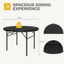 DWVO 48 Inch Folding Table for Outdoor/Indoor, Round Folding Table w/Sturdy Metal Frame, Lightweight Yet Thick Table Top Ideal for Patio Backyard Dining Room Events, Black