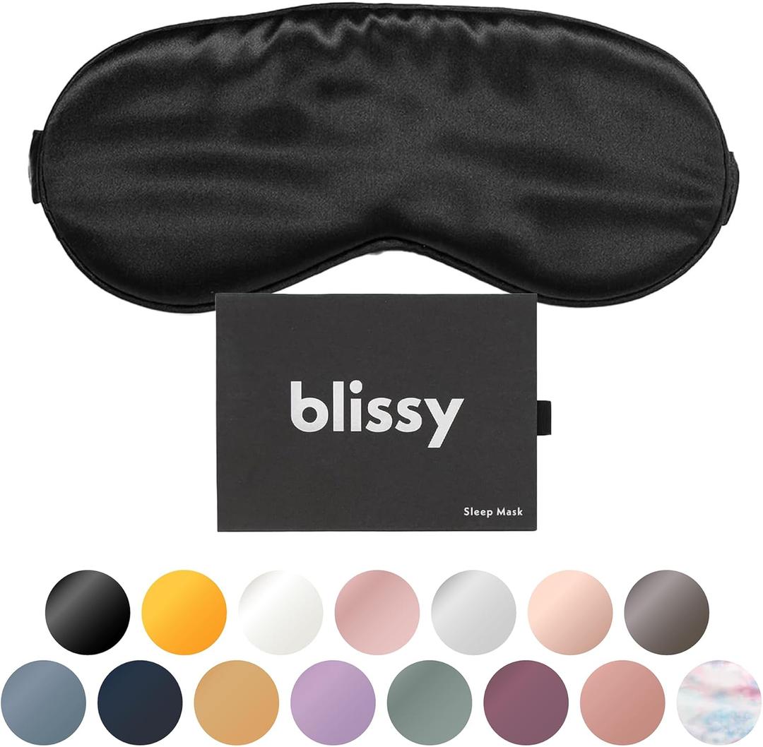 Blissy Silk Sleep Mask - Eye Sleeping Mask for Women & Men for Total Blackout - 100% Pure Mulberry Silk, 22 Momme 6a Fibers - Blindfold Sleep Mask Side Sleeper Eye Cover