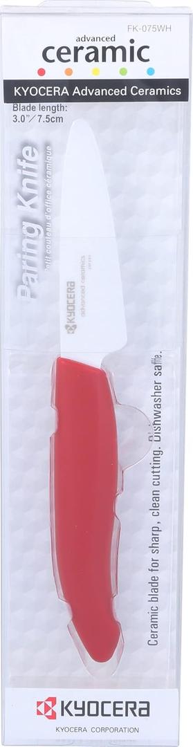 Kyocera Revolution 3-inch Paring Ceramic Knife, Red Handle, White Blade