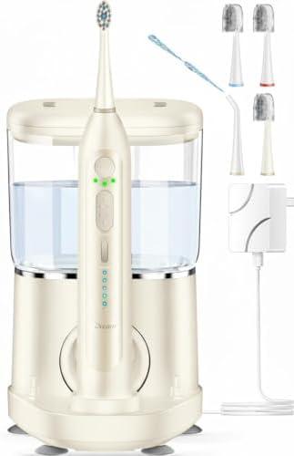 Electric Toothbrush with Water Flosser for Adults & Teens, Gums, Braces-White