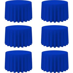 BRILLMAX 6 Pack Royal Blue Round Tablecloths 108 Inch - Circle Bulk Linen Polyester Fabric Washable Table Cloth Cover for Wedding Reception Banquet Birthday Party Buffet Restaurant