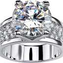 925 Sterling Silver Shiny Gem Ring Cubic Zirconia Rings CZ Diamond Multi Row Ring Eternity Engagement Wedding Band Ring for Women (US Code 7)