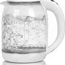 Household Electric Kettle, All 304 Stainless steel and No Plastic Contact, Automatic Shut-off,Borosilicate glass Visual Boiling, 2.0L Water Boiler & Tea Kettle Perfect For Tea & Coffee (pure white)