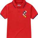 Disney Mickey Mouse Boys Short Sleeve Polo Shirt for Toddler and Big Kids (Red, 6)