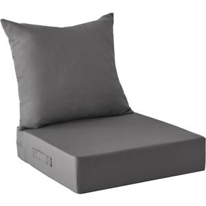 IPYNBAP Outdoor Cushions for Patio Furniture,Outdoor Seat Cushion Set 24 x 24 x 5.75 Inch,Waterproof & Fade Resistant Outdoor Chair Cushions,Deep Patio Chair Cushion with Removable Cover,Dark Grey
